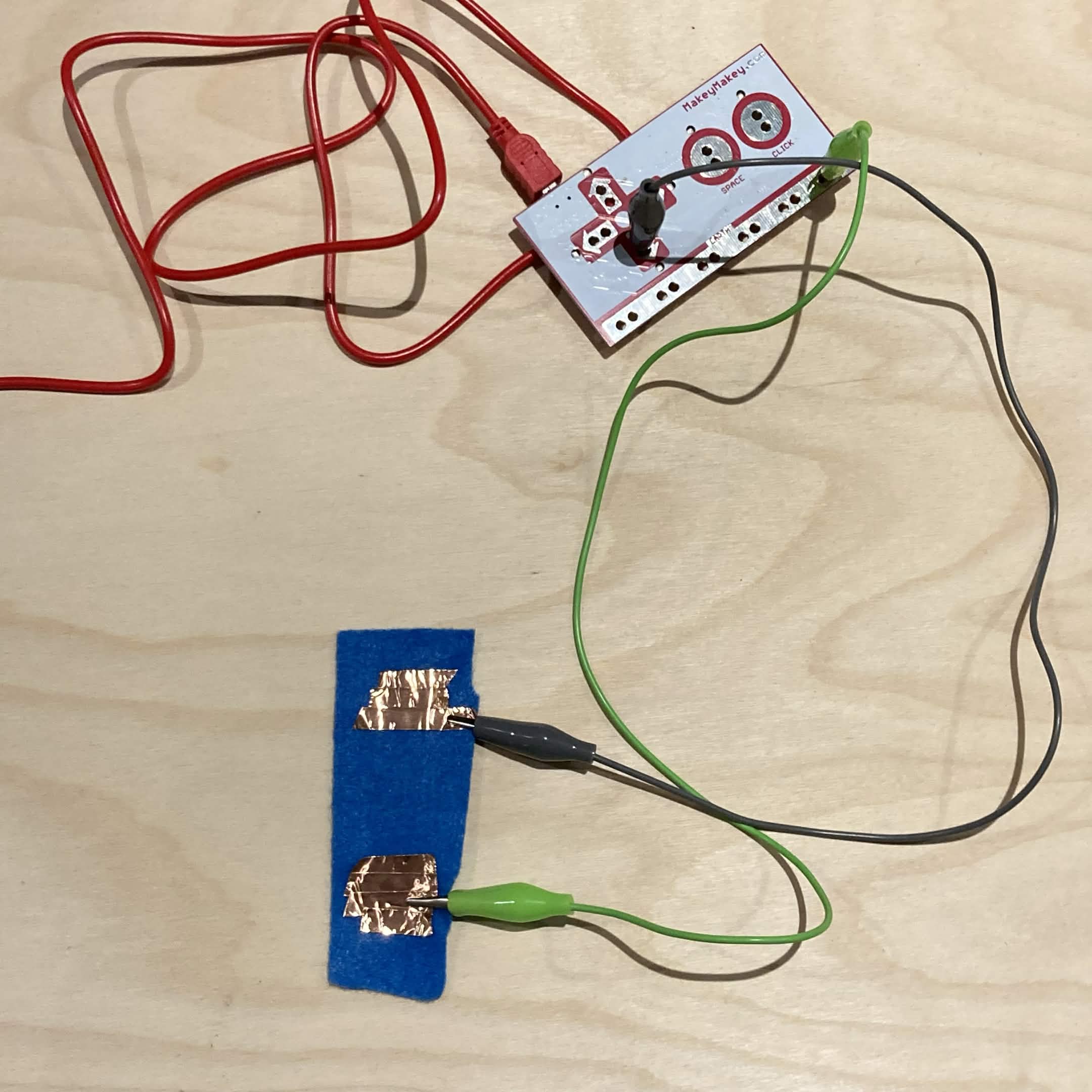 Felt switch connected to the Makey Makey